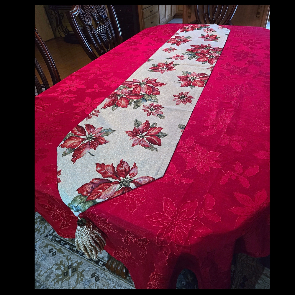 Elegant Poinsettia Table Runner